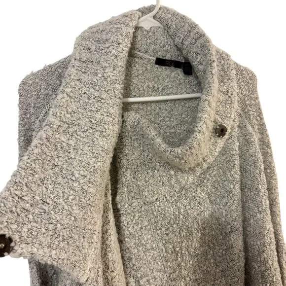 RDI Wrap Cowl Sweater Large Gray Oversized with Buttons - Picture 4 of 10
